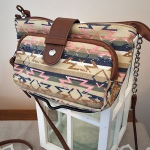 💥SALE💥AZTEC Pattern Cross Body Purse, Brown, Pink, Beige, Cream, Black
